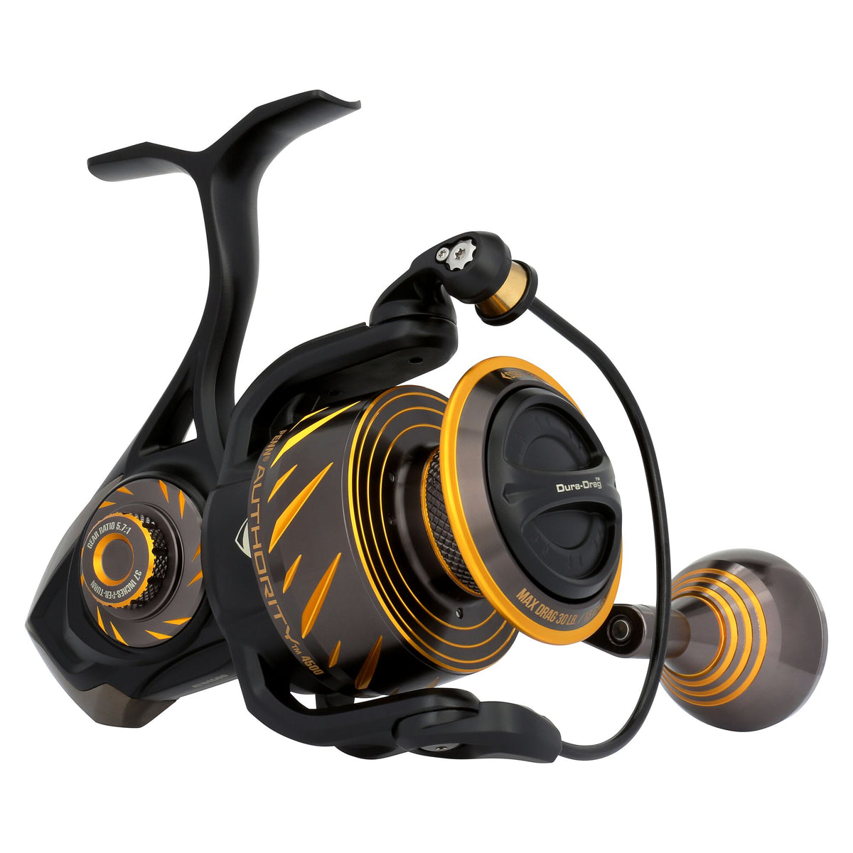 black and yellow fishing reels Penn Authority Spinning Reel
