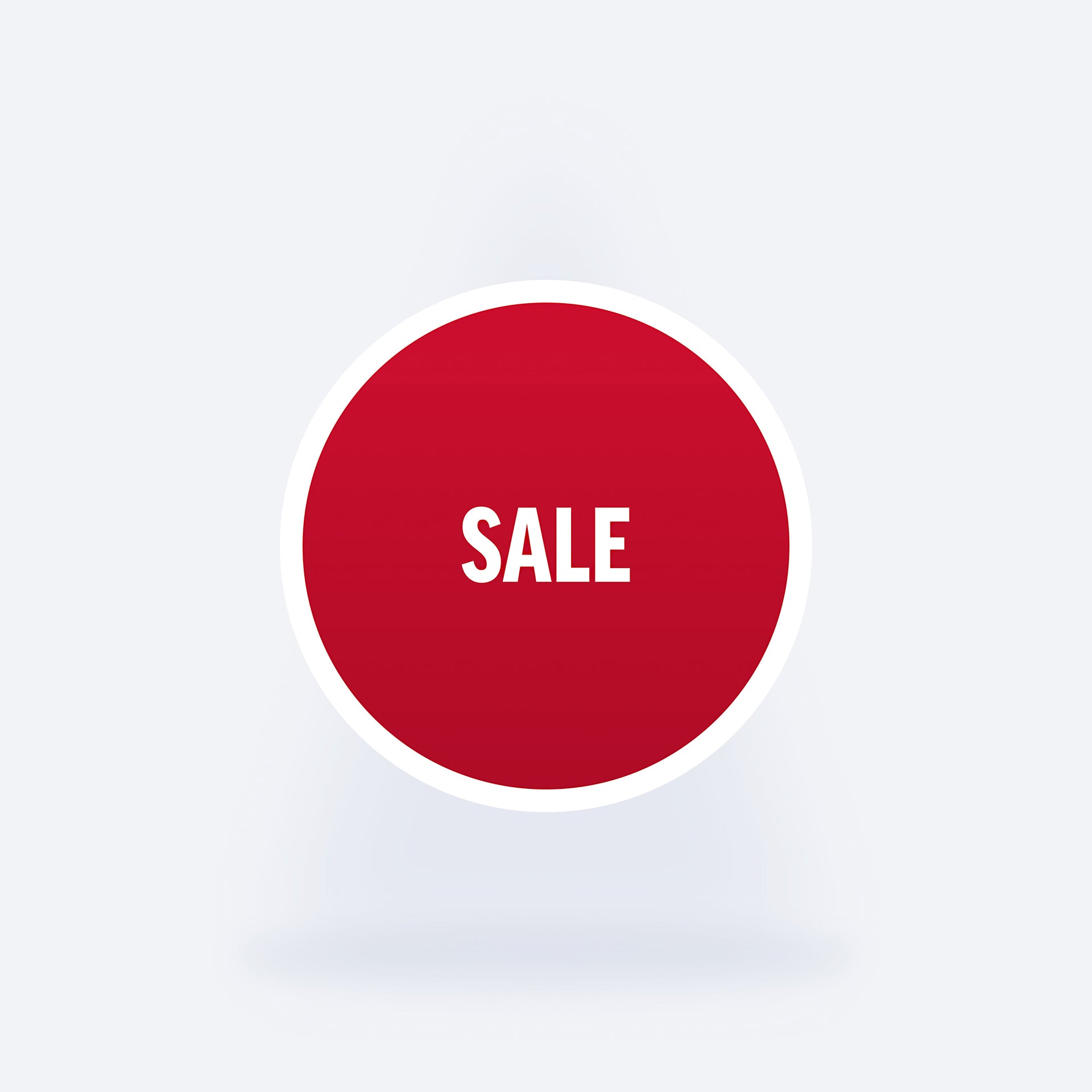 Red circle with 'SALE' text on a light gray background