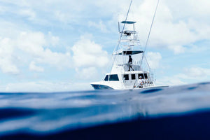 Yacht sailing on the ocean with a clear sky